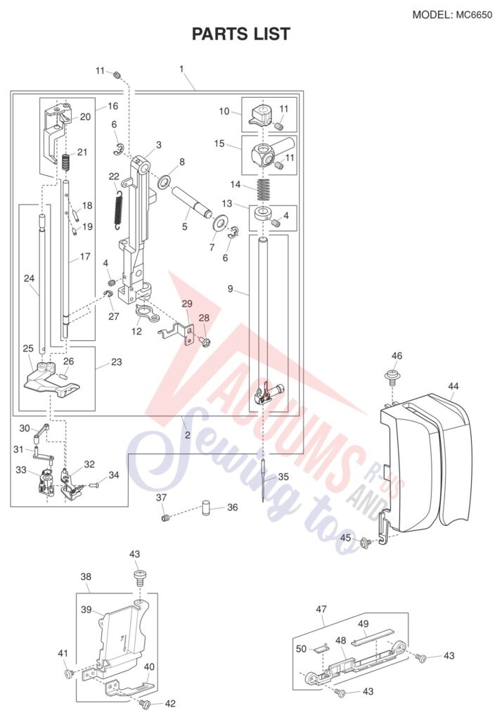 Janome 6650 exploded schematic diagram (page 14)