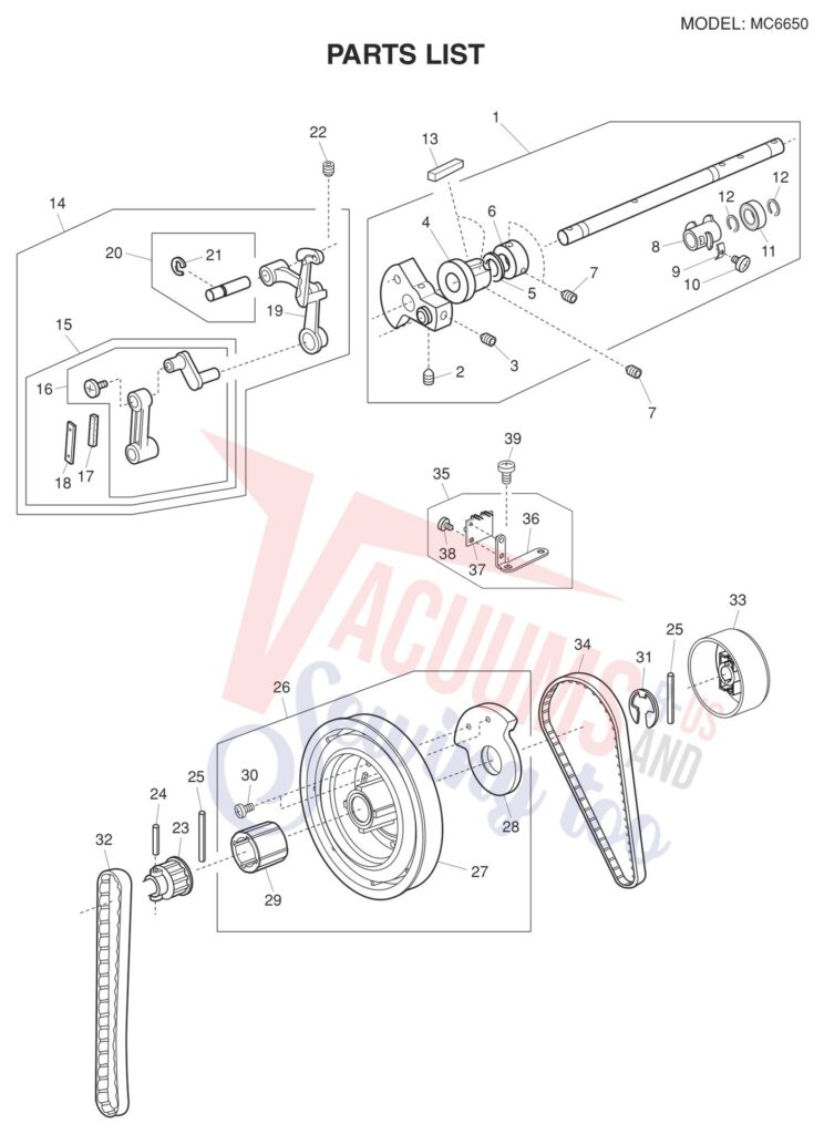 Janome 6650 exploded schematic diagram (page 16)