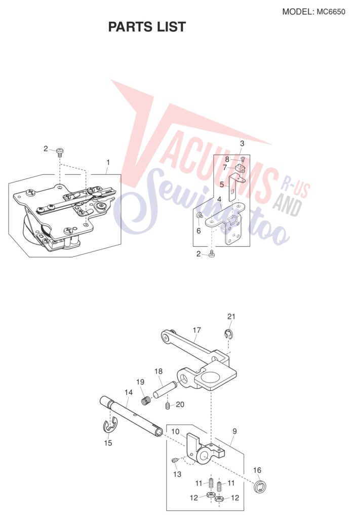 Janome 6650 exploded schematic diagram (page 19)