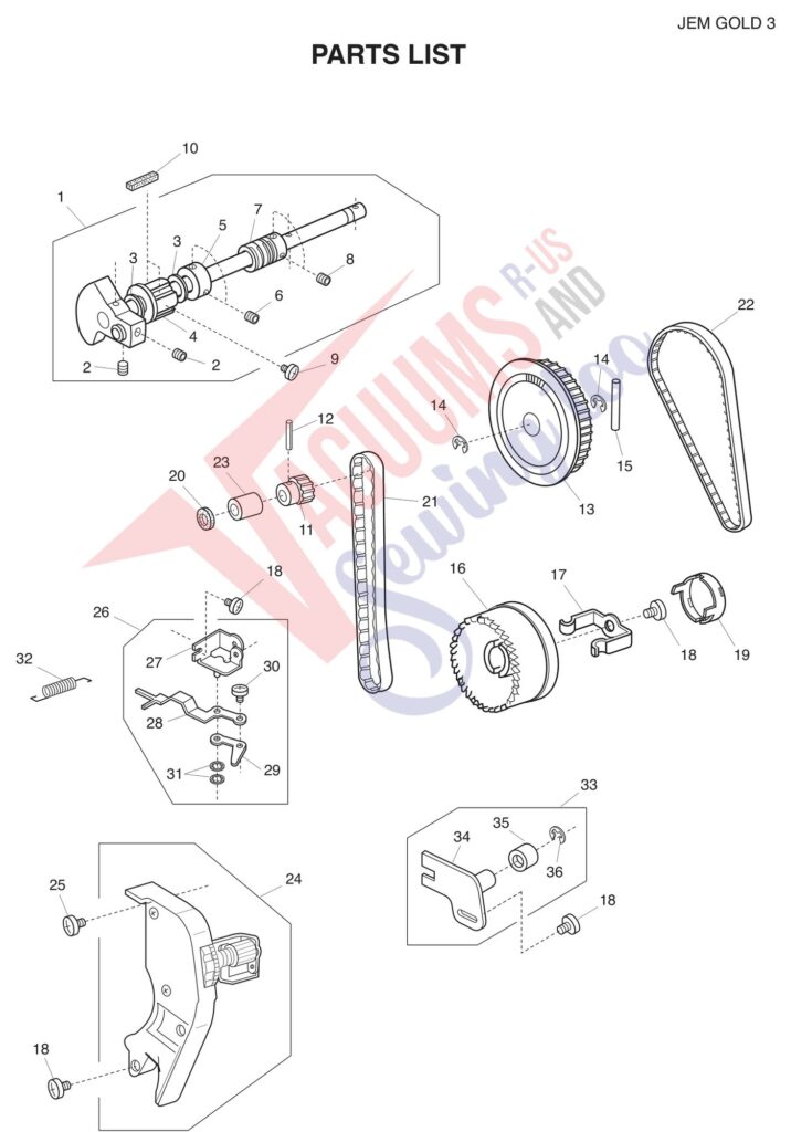 Janome 665 exploded schematic diagram (page 4)