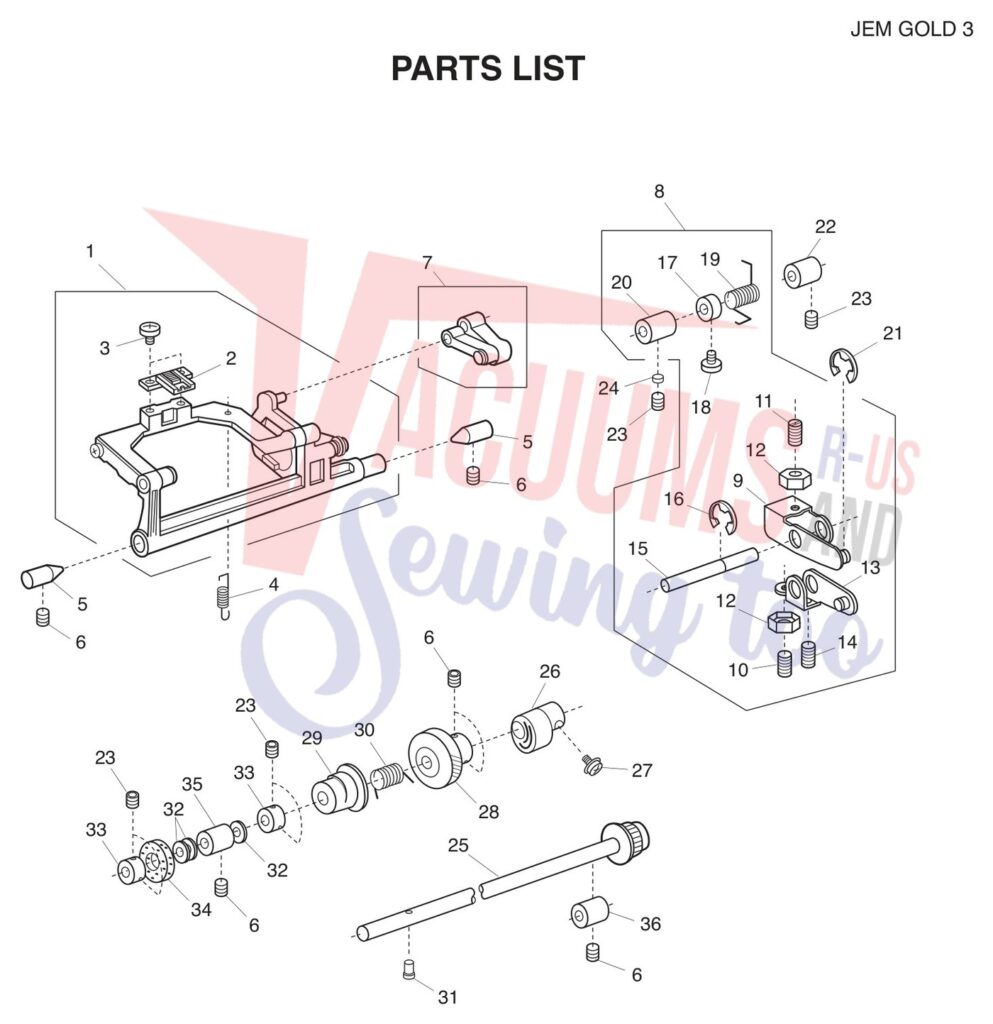 Janome 665 exploded schematic diagram (page 5)