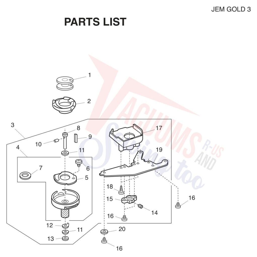 Janome 665 exploded schematic diagram (page 6)
