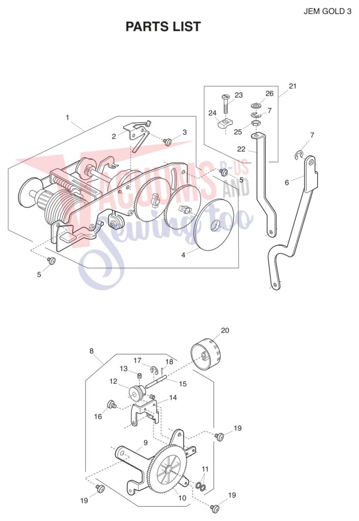 Janome 665 exploded schematic diagram (page 7)