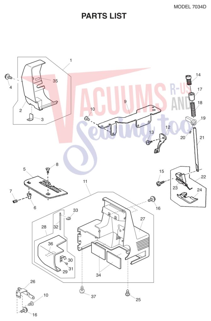 Janome 7034D exploded schematic diagram (page 4)