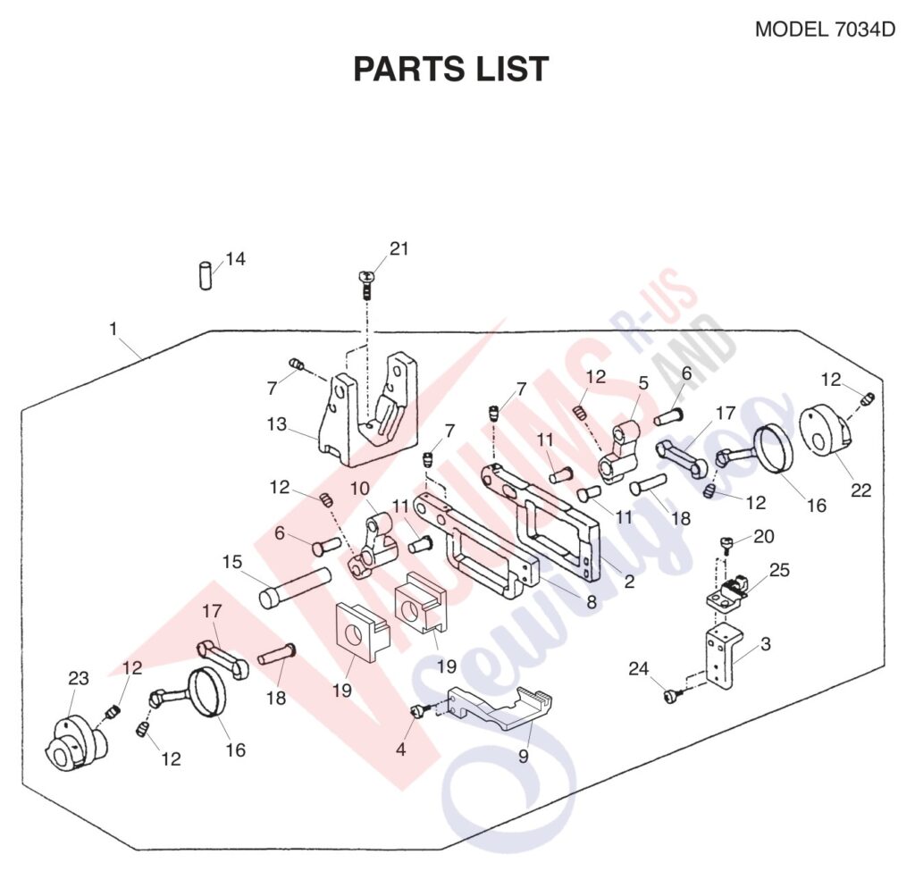 Janome 7034D exploded schematic diagram (page 9)