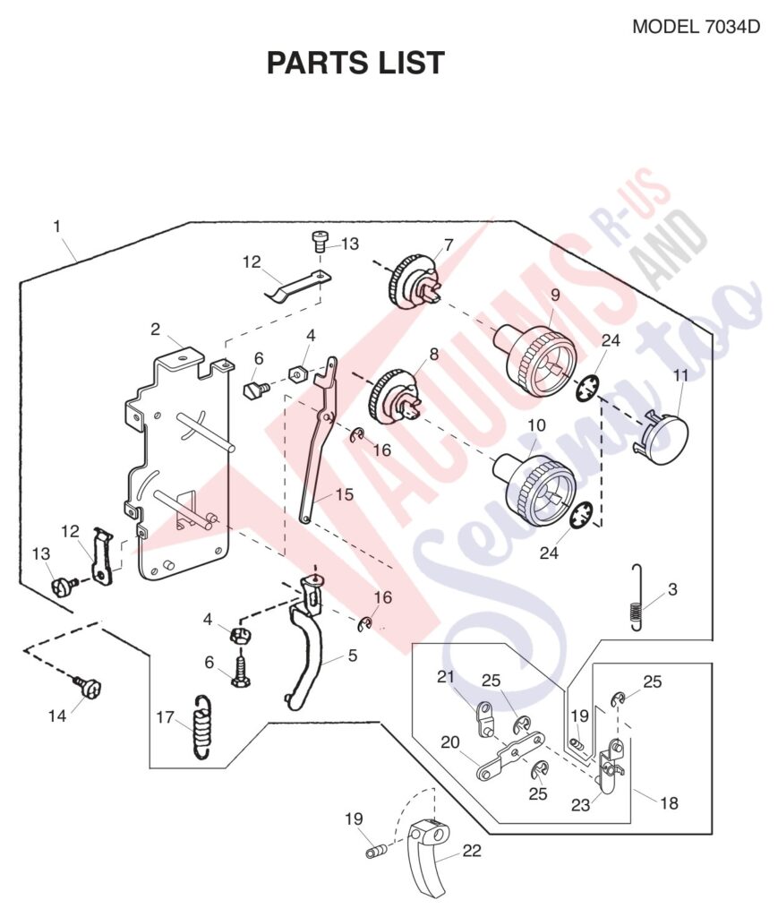 Janome 7034D exploded schematic diagram (page 10)