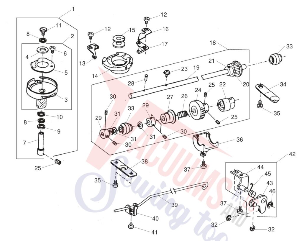Janome 712T exploded schematic diagram (page 7)