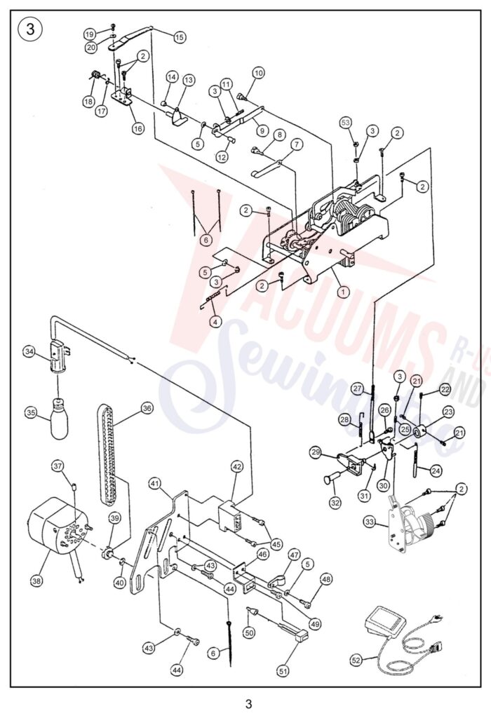 Janome 7306 exploded schematic diagram (page 3)