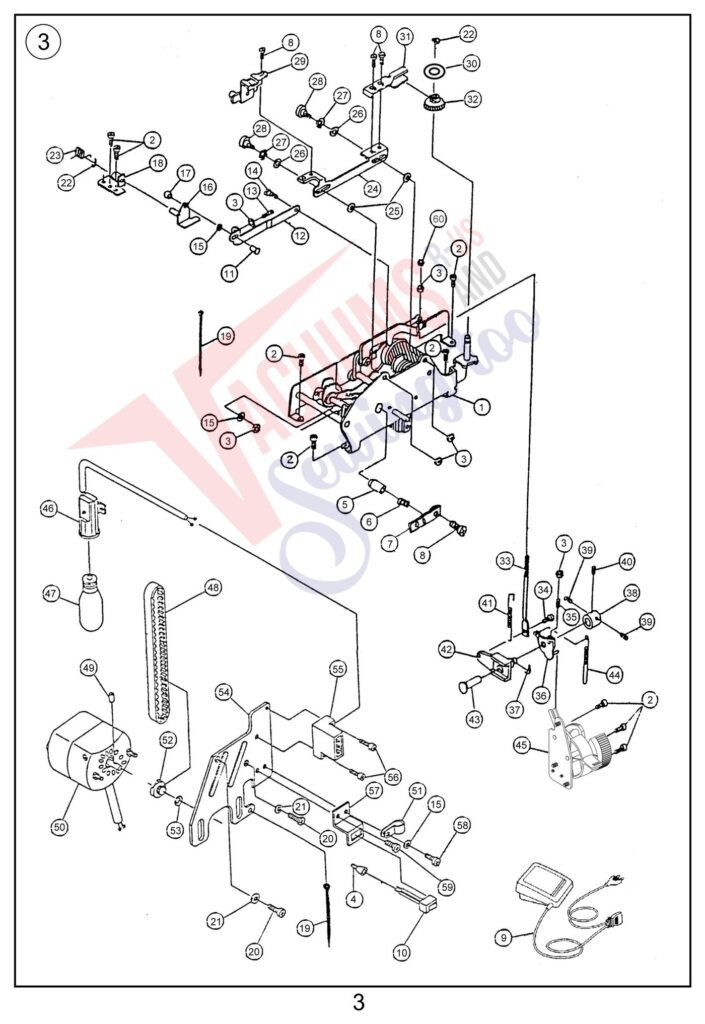 Janome 7312 exploded schematic diagram (page 3)