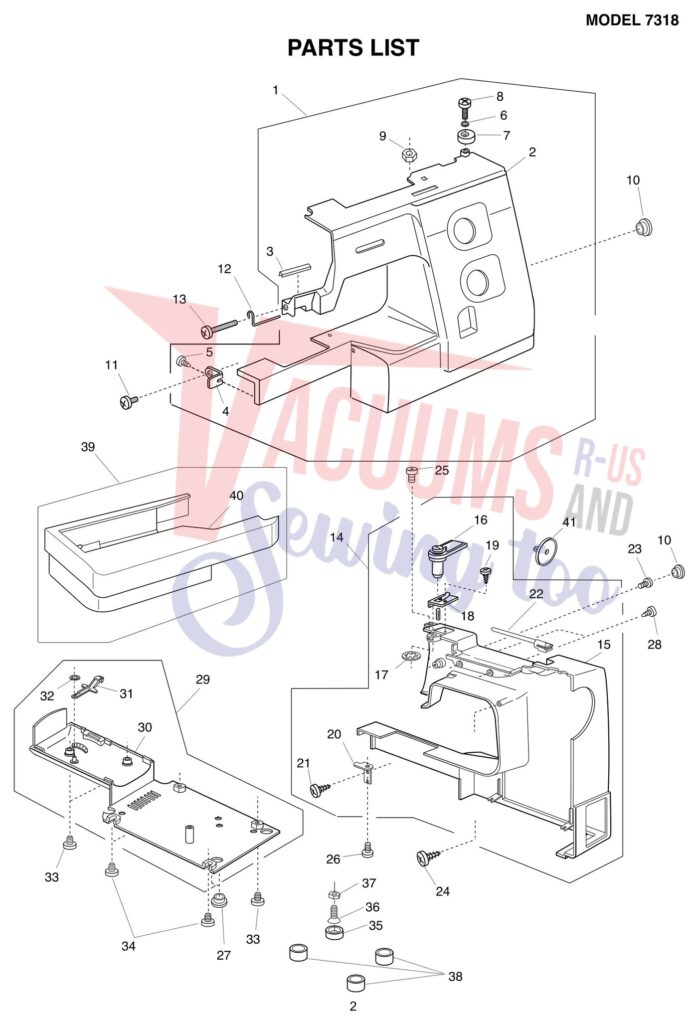 Janome 7318 exploded schematic diagram (page 4)