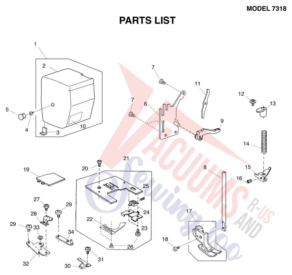 Janome 7318 exploded schematic diagram (page 5)