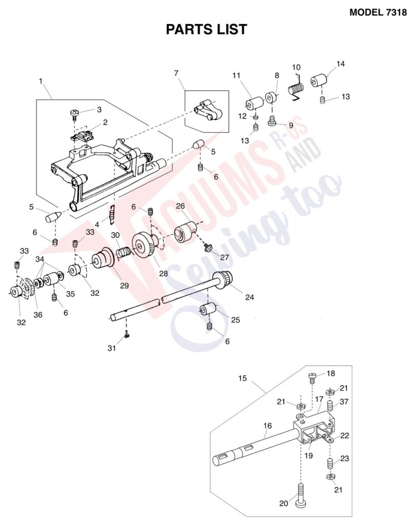 Janome 7318 exploded schematic diagram (page 9)