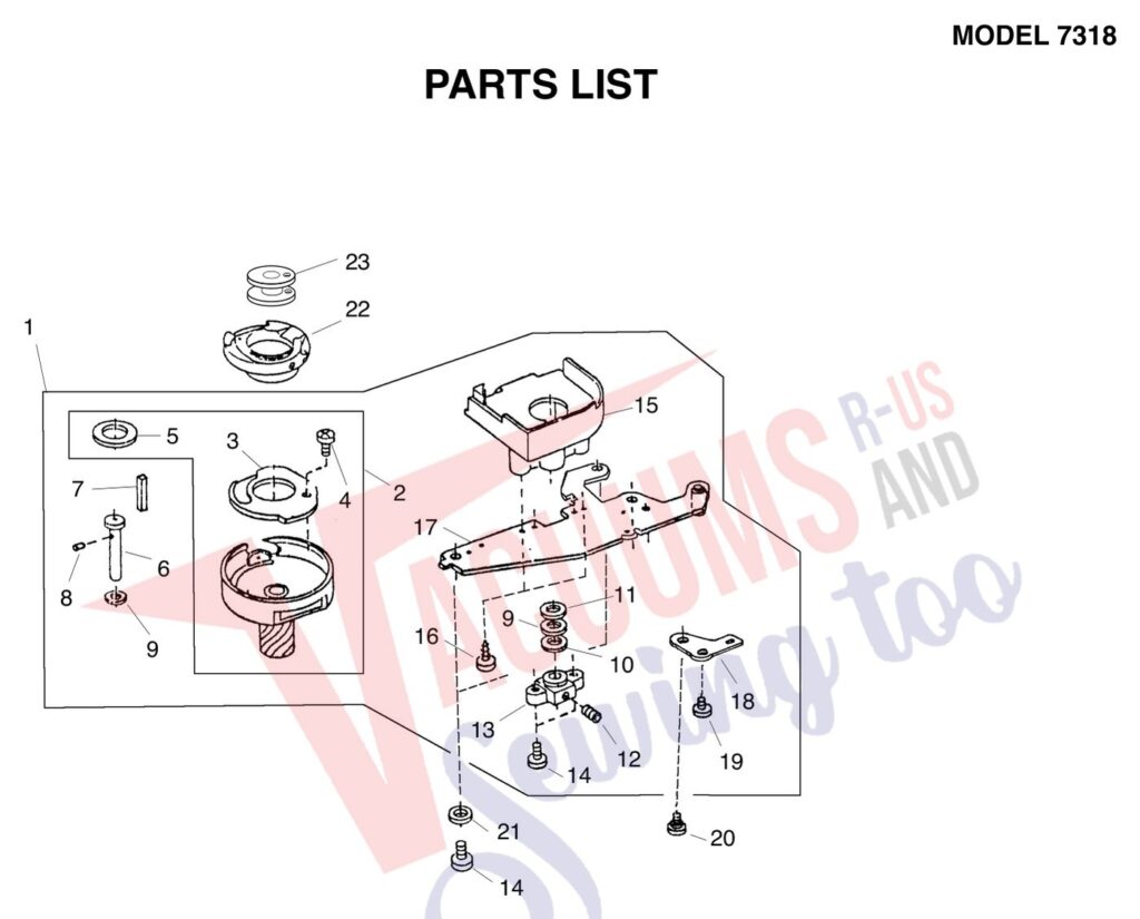 Janome 7318 exploded schematic diagram (page 10)