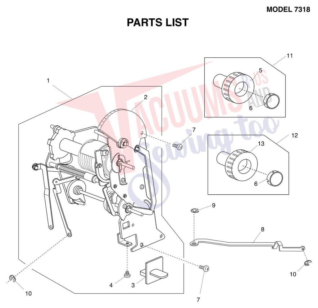 Janome 7318 exploded schematic diagram (page 11)