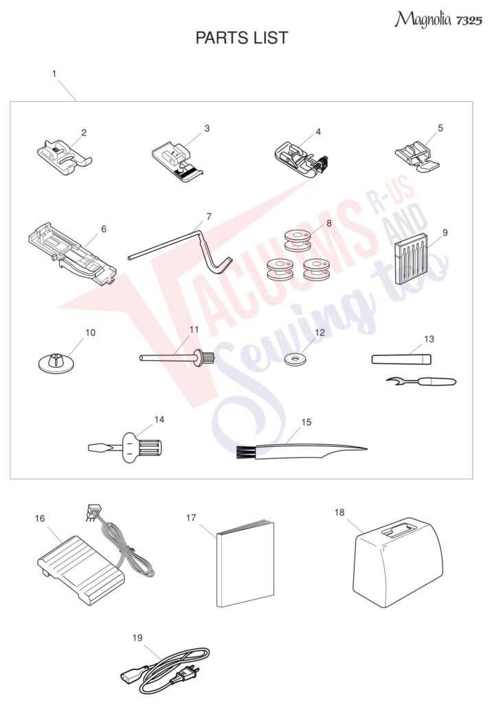 Janome 7325 exploded schematic diagram (page 3)