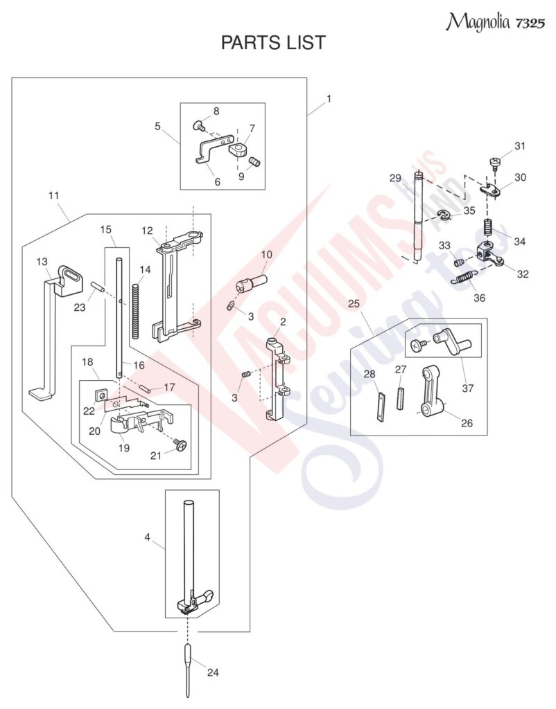 Janome 7325 exploded schematic diagram (page 6)