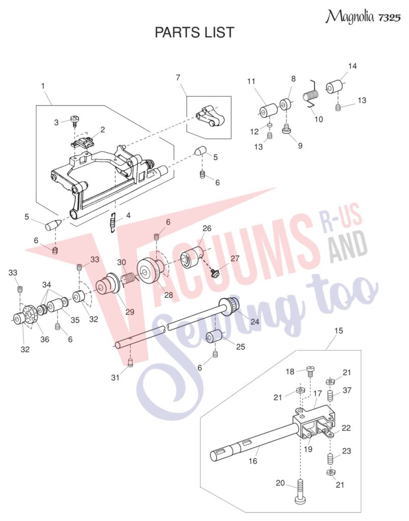 Janome 7325 exploded schematic diagram (page 9)