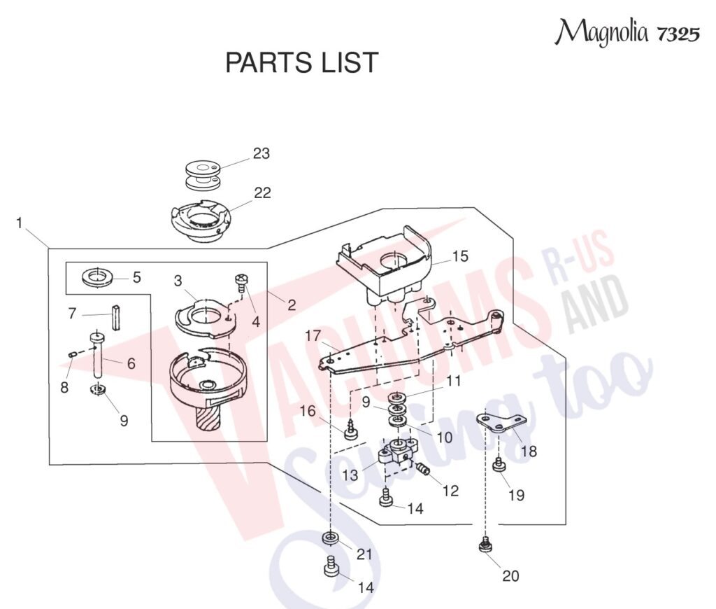 Janome 7325 exploded schematic diagram (page 10)