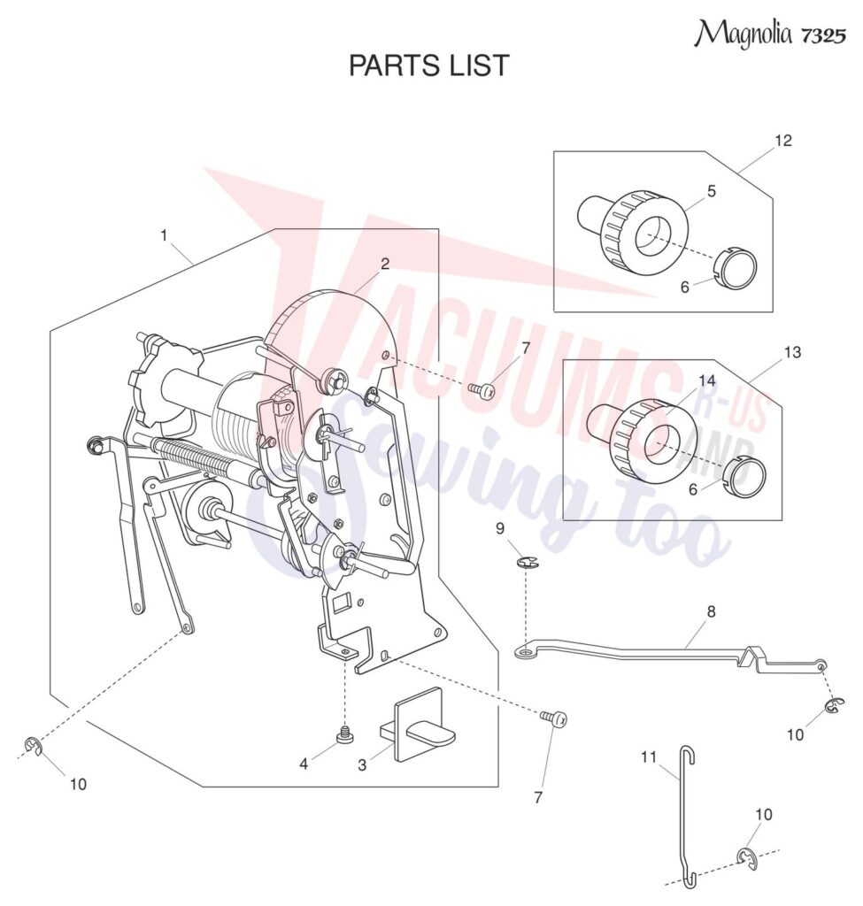 Janome 7325 exploded schematic diagram (page 11)