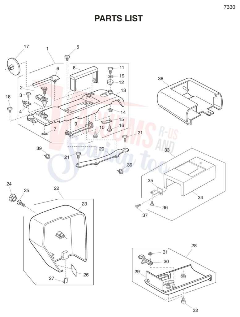 Janome 7330 exploded schematic diagram (page 1)