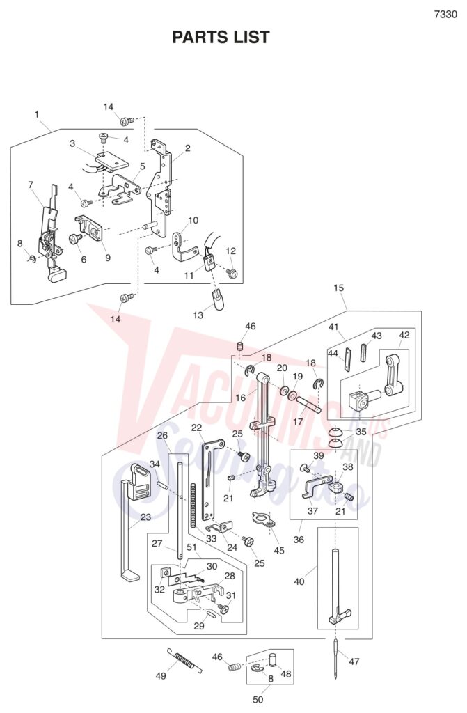 Janome 7330 exploded schematic diagram (page 2)