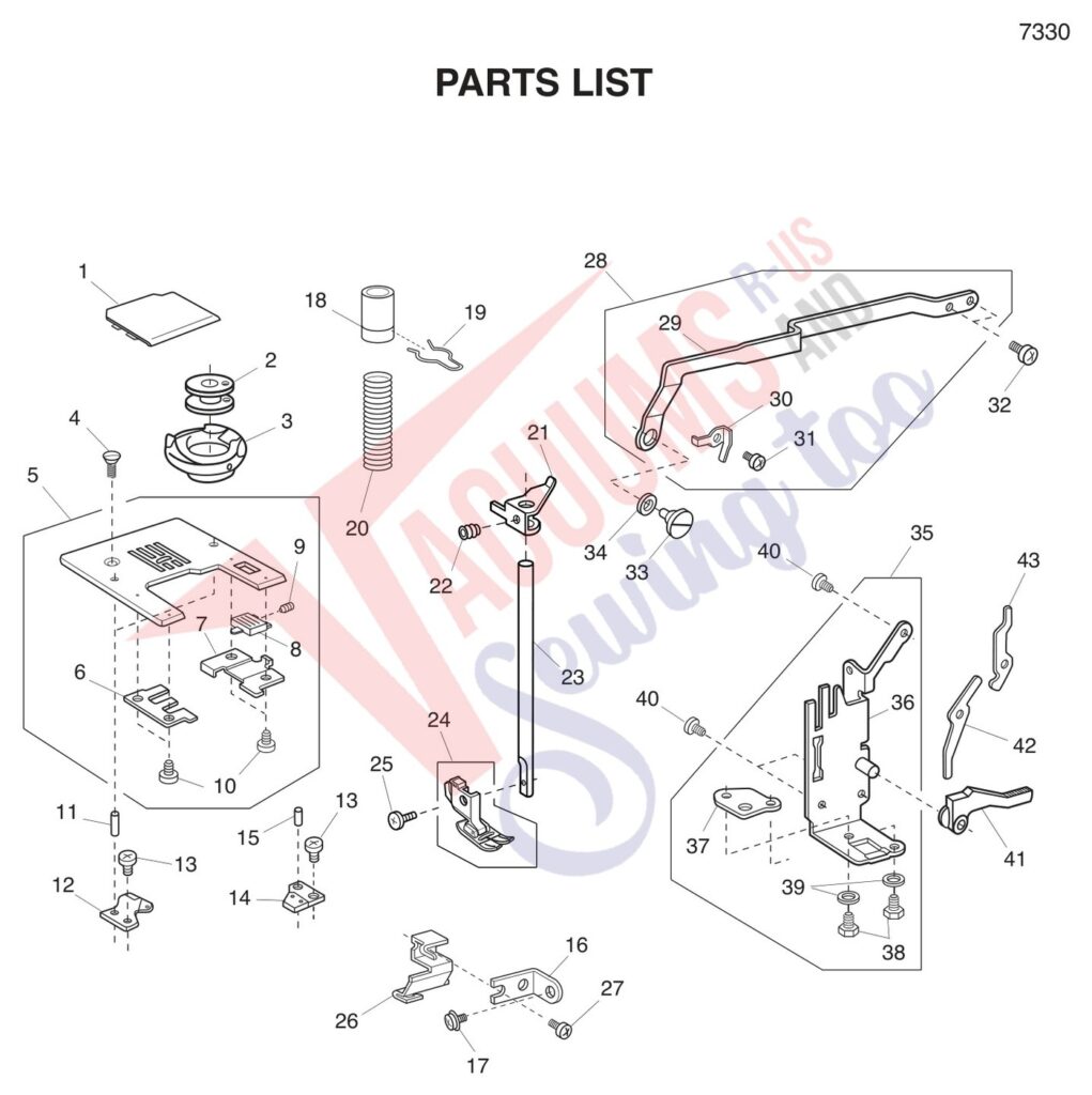 Janome 7330 exploded schematic diagram (page 3)