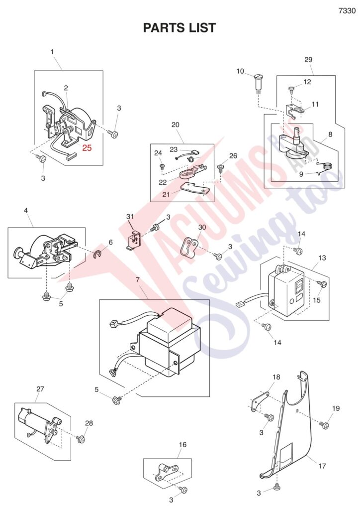 Janome 7330 exploded schematic diagram (page 8)