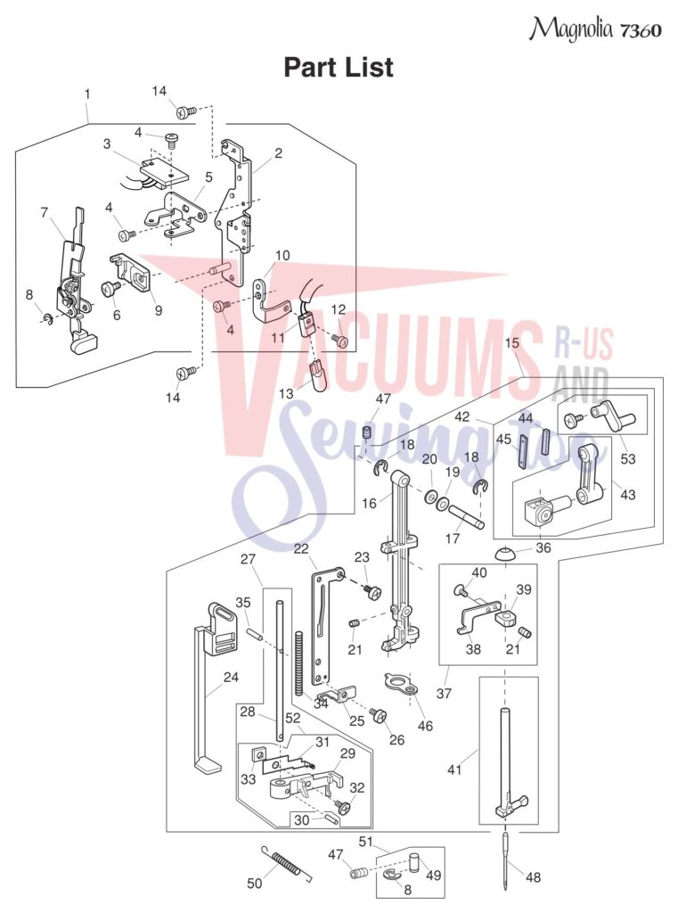 Janome 7360 exploded schematic diagram (page 2)