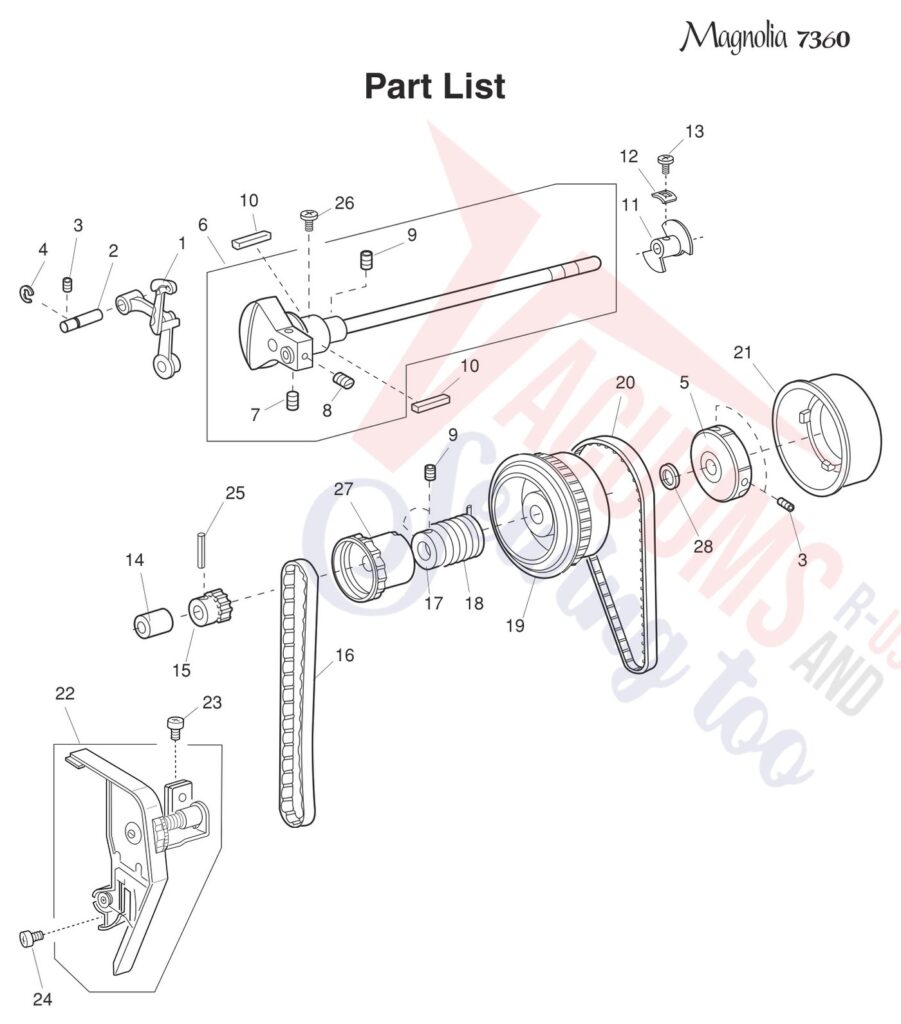 Janome 7360 exploded schematic diagram (page 4)
