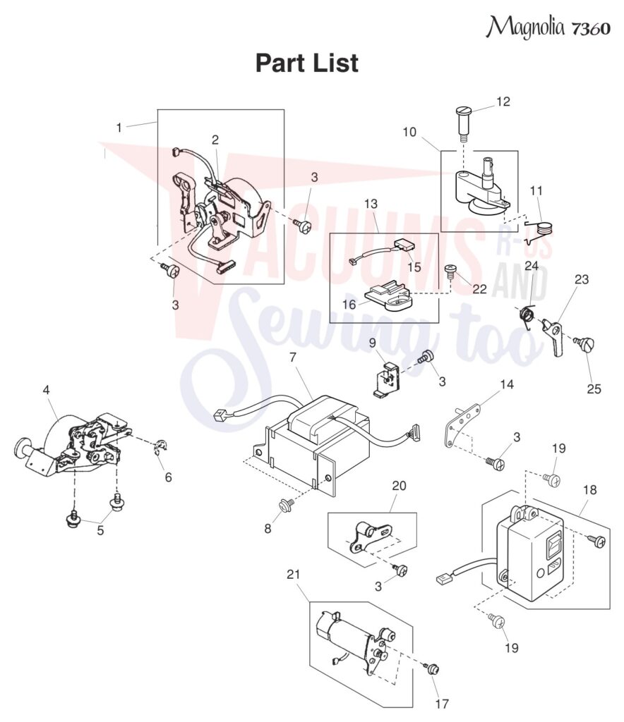 Janome 7360 exploded schematic diagram (page 8)