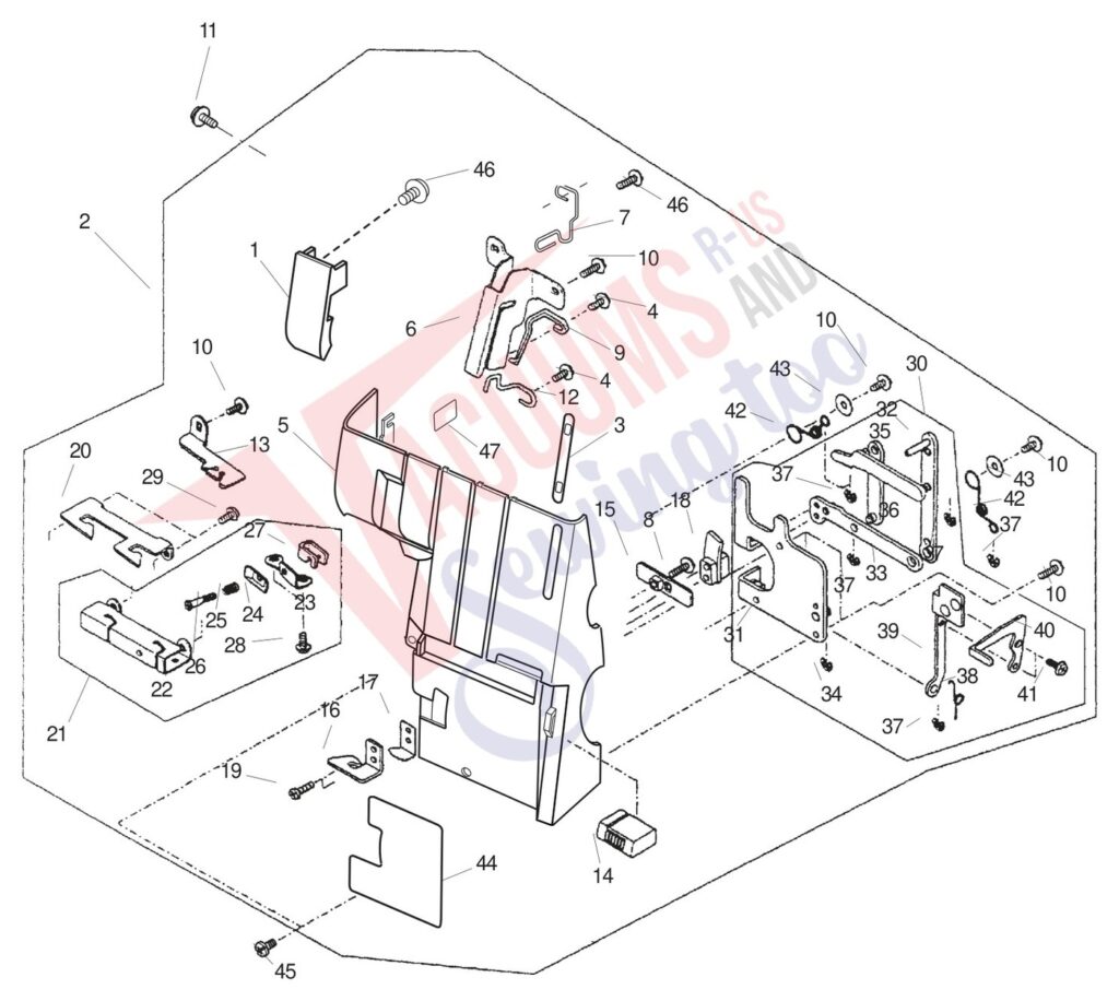 Janome 744D exploded schematic diagram (page 1)