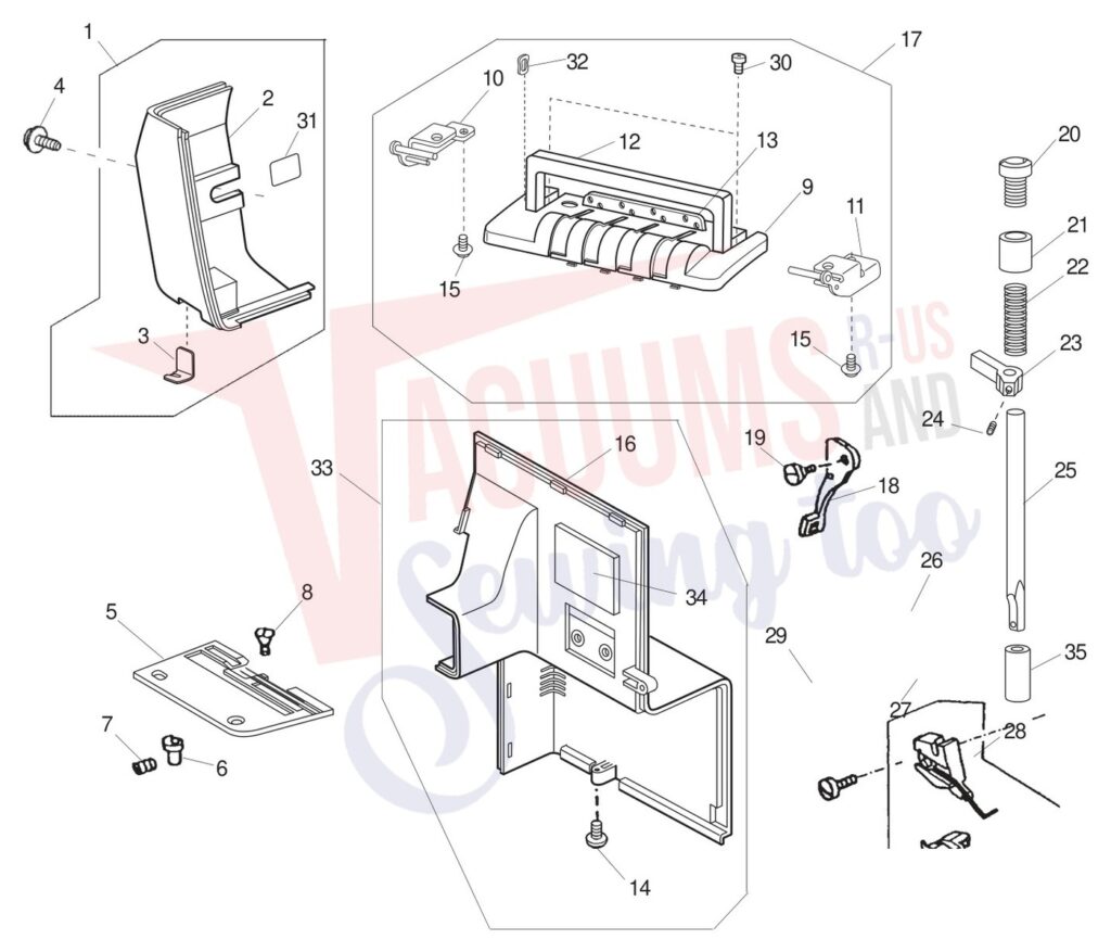 Janome 744D exploded schematic diagram (page 10)