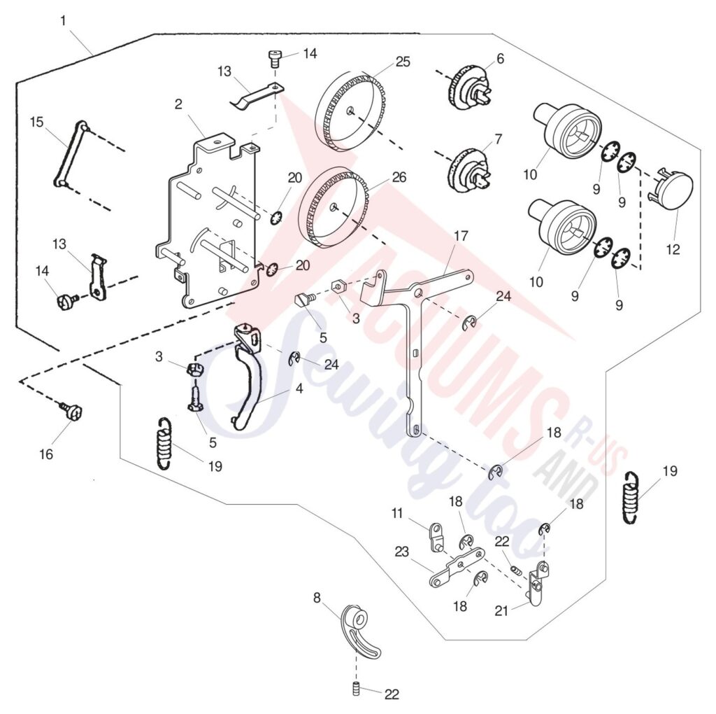 Janome 744D exploded schematic diagram (page 12)