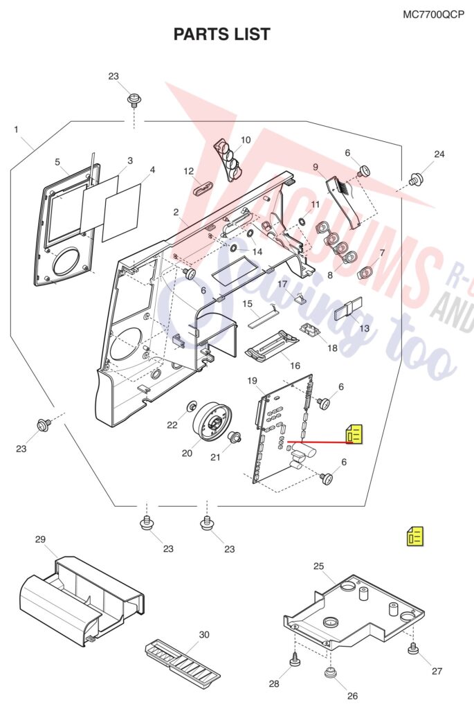Janome 7700QCP exploded schematic diagram (page 1)