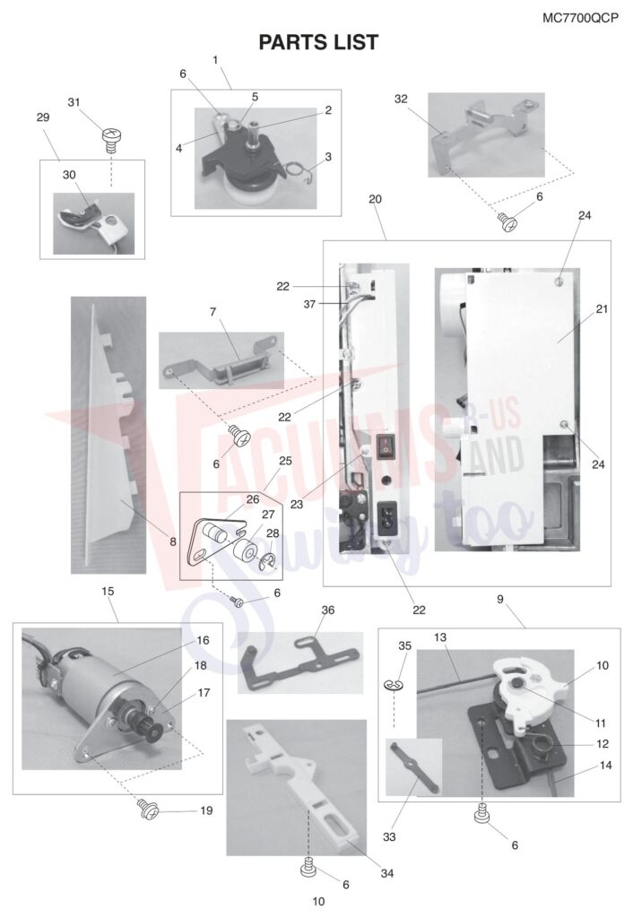 Janome 7700QCP exploded schematic diagram (page 2)