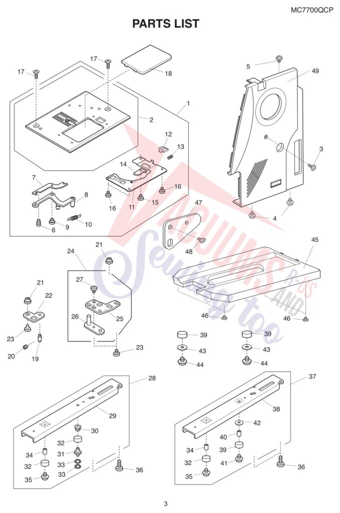 Janome 7700QCP exploded schematic diagram (page 5)