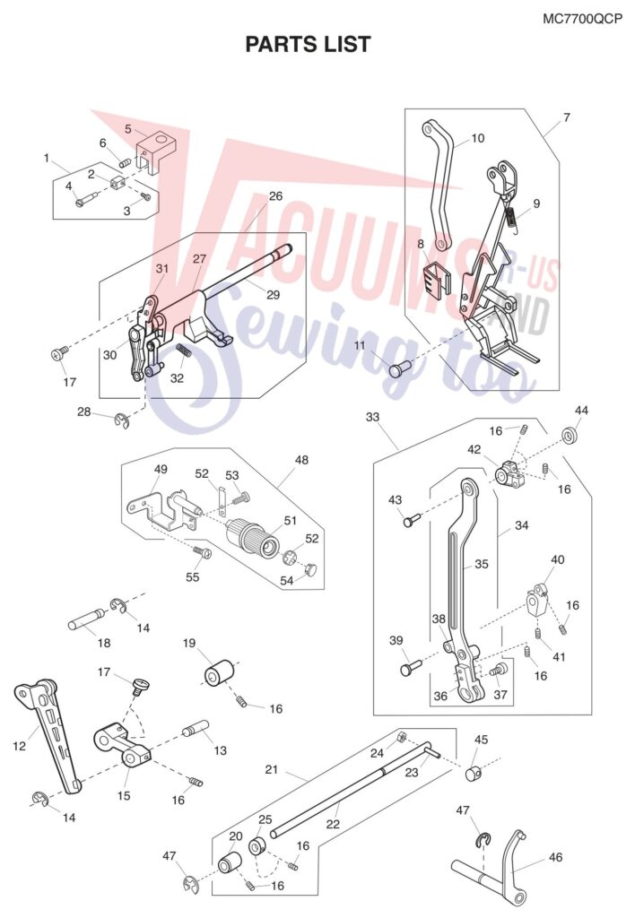Janome 7700QCP exploded schematic diagram (page 7)