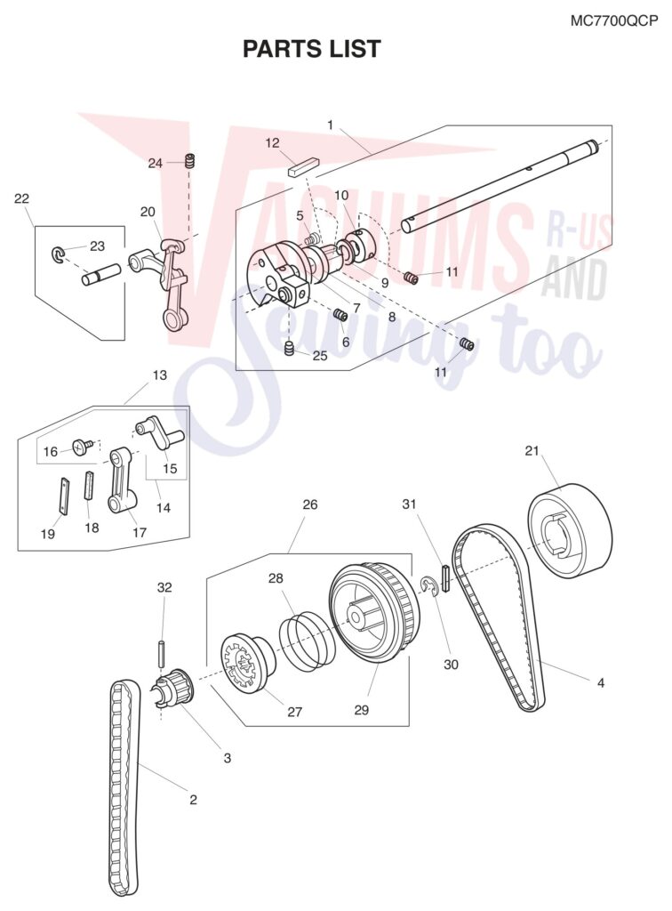 Janome 7700QCP exploded schematic diagram (page 10)