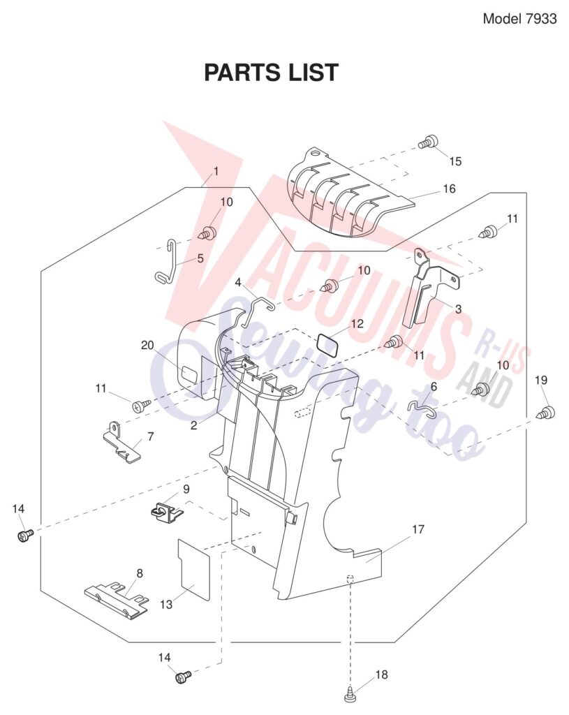 Janome 7933 exploded schematic diagram (page 1)