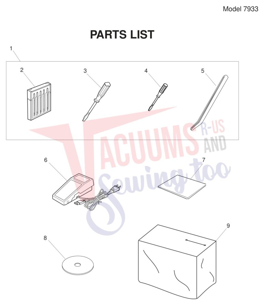 Janome 7933 exploded schematic diagram (page 3)