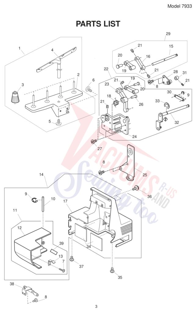 Janome 7933 exploded schematic diagram (page 5)