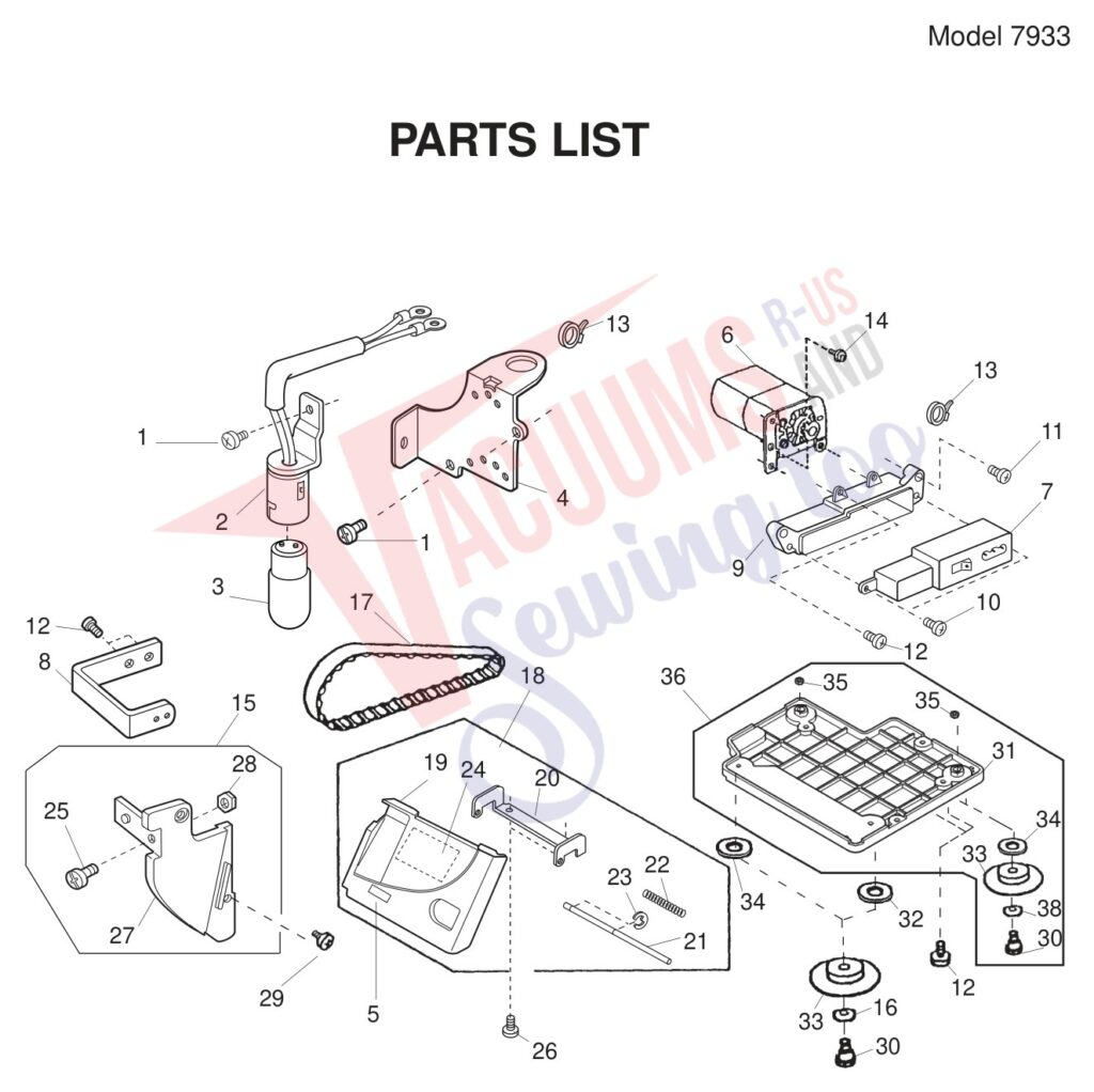 Janome 7933 exploded schematic diagram (page 7)