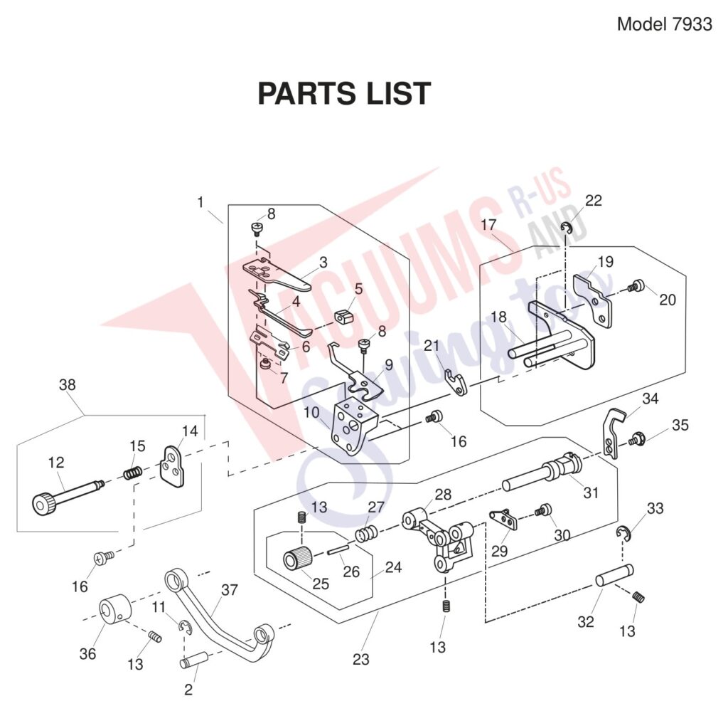 Janome 7933 exploded schematic diagram (page 10)