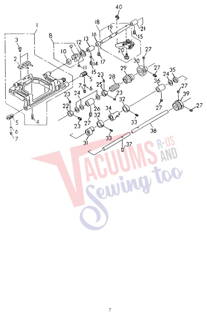 Janome 8000 exploded schematic diagram (page 10)
