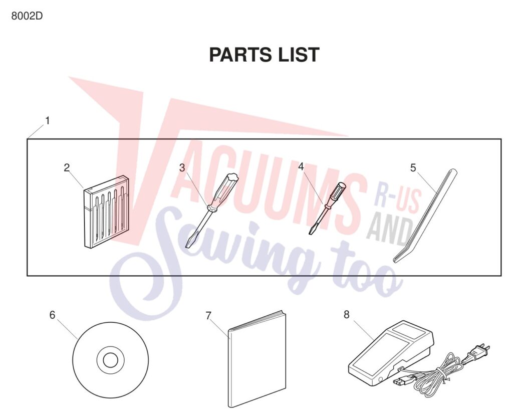Janome 8002D exploded schematic diagram (page 2)