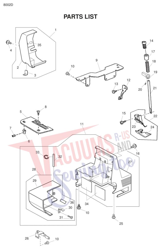 Janome 8002D exploded schematic diagram (page 4)