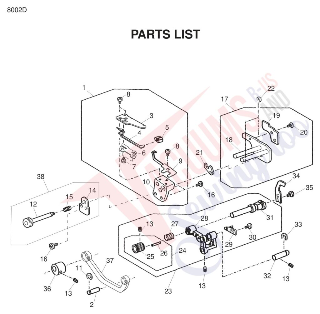 Janome 8002D exploded schematic diagram (page 8)