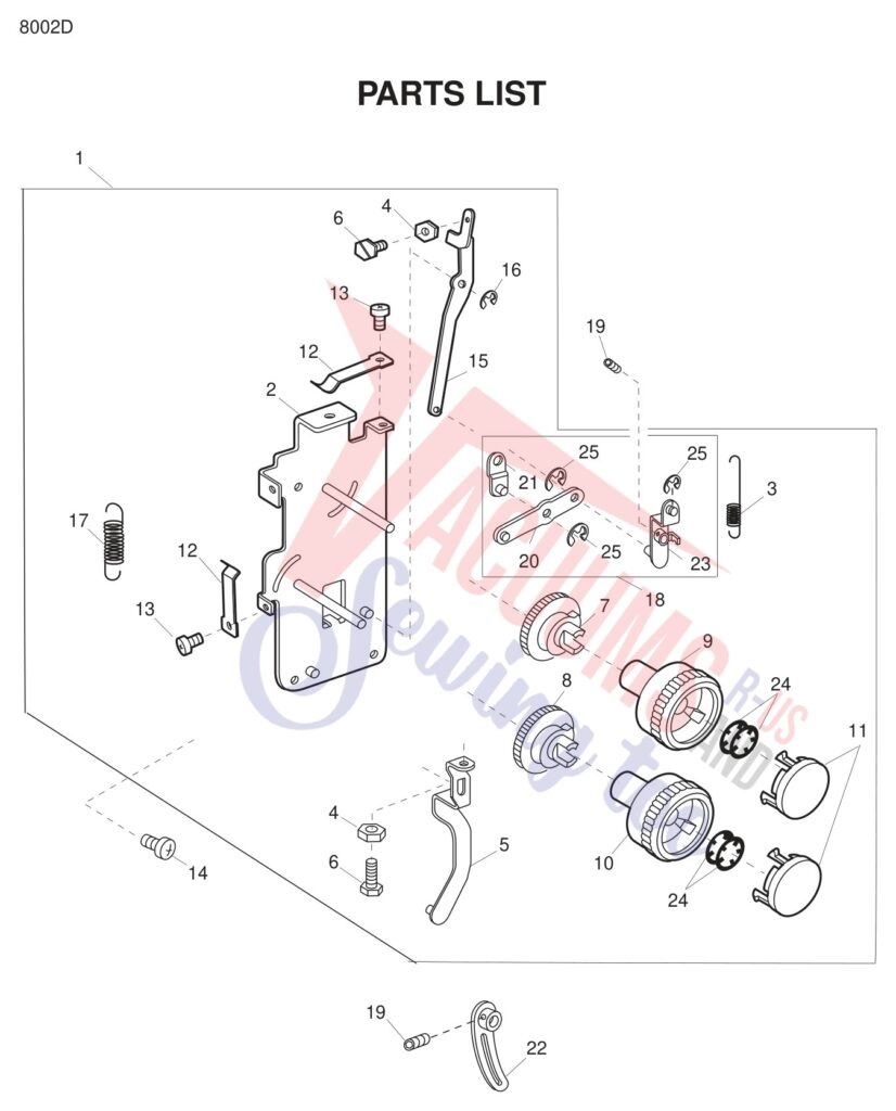 Janome 8002D exploded schematic diagram (page 10)