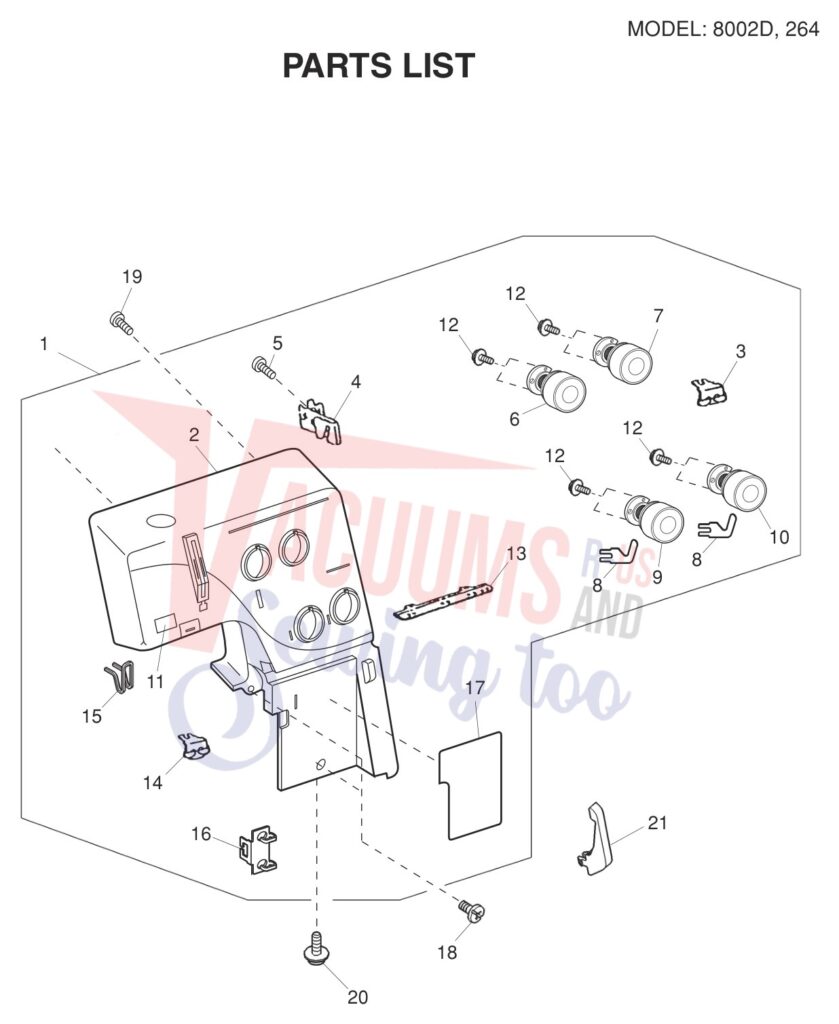 Janome 8002D V2 exploded schematic diagram (page 1)