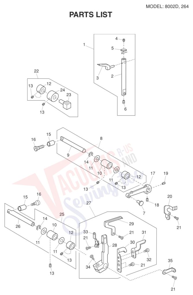 Janome 8002D V2 exploded schematic diagram (page 7)